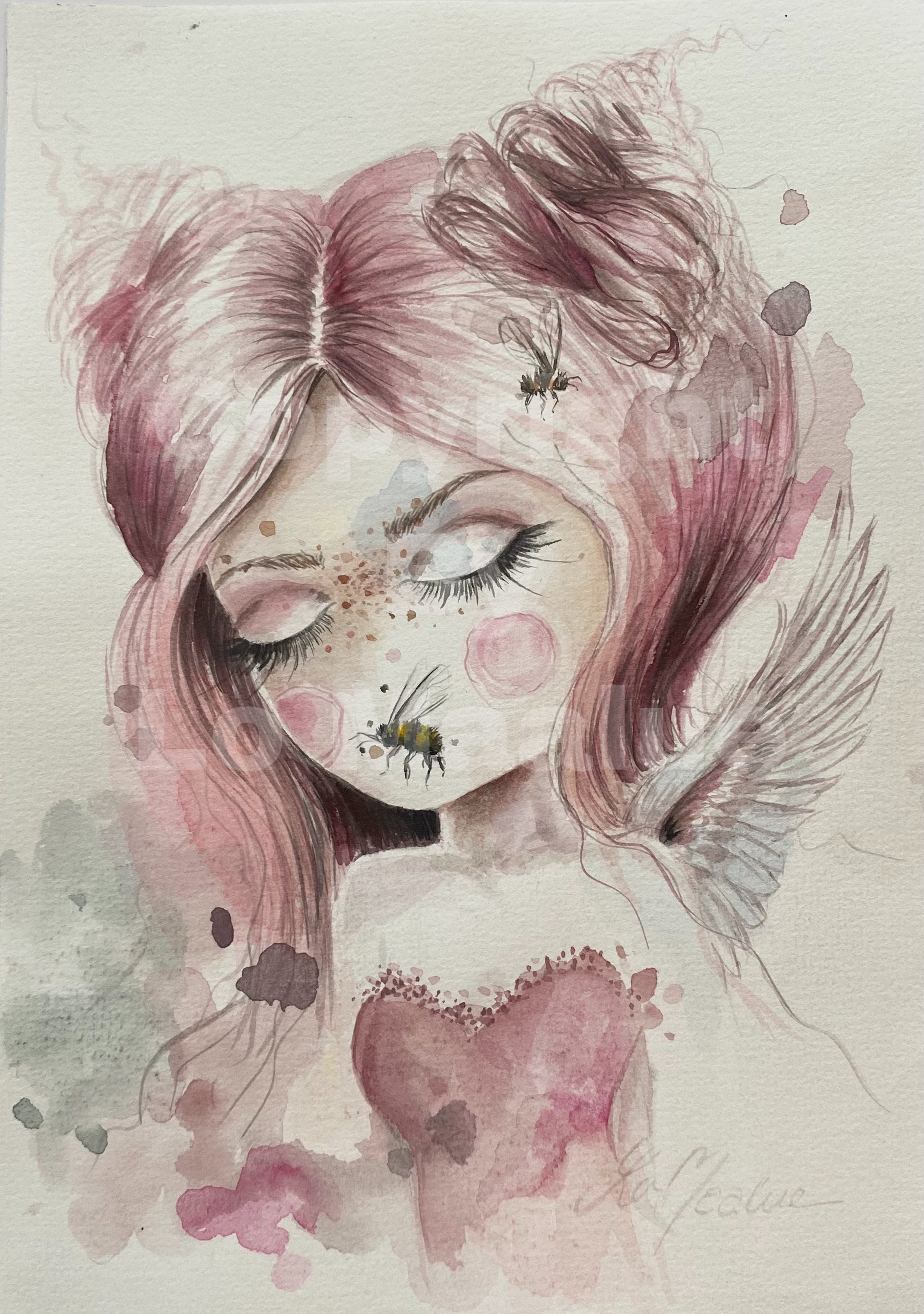 Original watercolor maleri 3